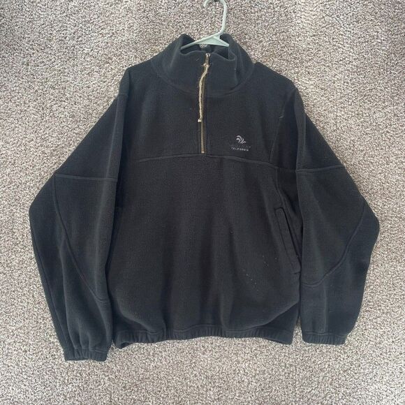 Laguna Beach California Sweatshirt Adult Medium Black Quarter Zip Fleece Preppy - Picture 1 of 11
